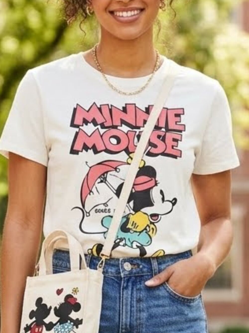 Disney Minnie Mouse Retro Graphic Tee White Vintage Style Since 1928 Size L